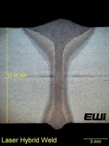 Figure 2: HLAW weld in 0.49-inch (12.5-mm) thick steel.