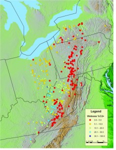 Marcellus Wetness Distribution, courtesy of GeoMark Research, Ltd. – Marcellus Study.