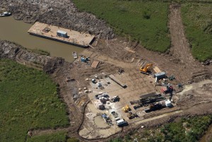 Directional drilling site with remote access.