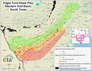 Figure 3: Eagle Ford production zones, illustrating gas composition changes.