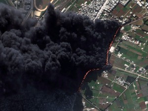 A Digital Globe satellite captured this image of a pipeline fire in Syria, February 2012